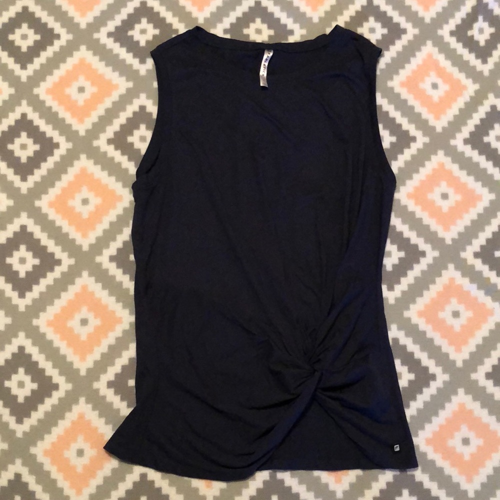 Fabletics Navy Knot-Front Tank Top